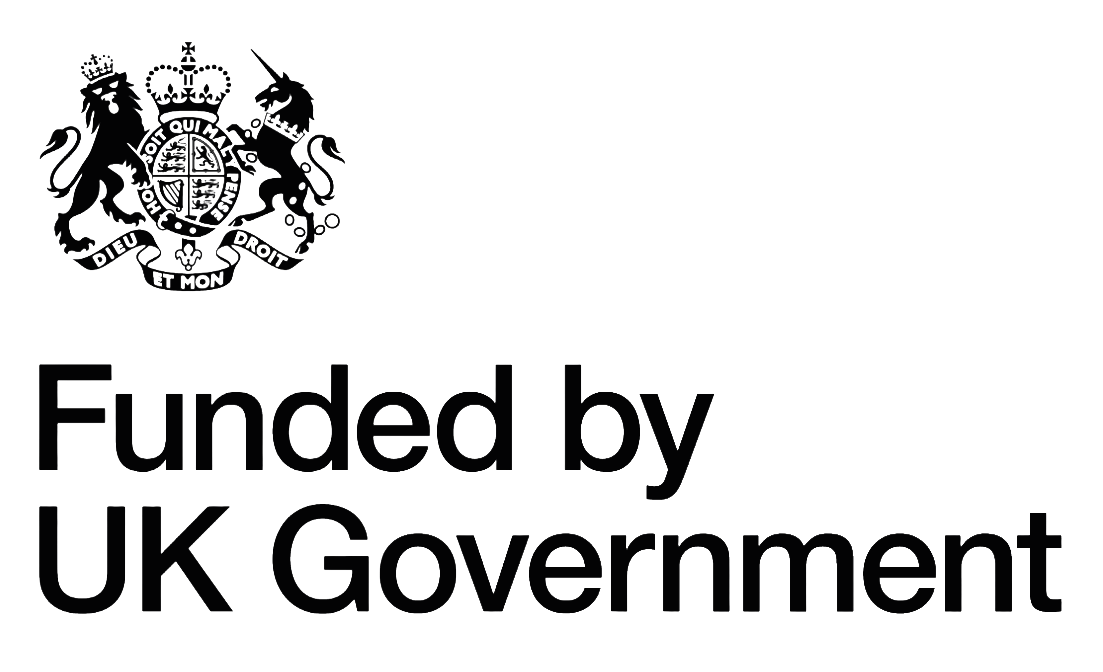 An image showing a crest of arms with the text Funded by UK Government